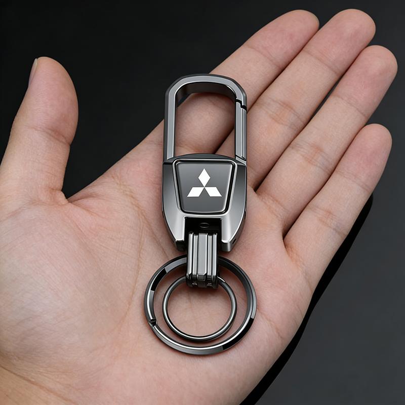 Metal Alloy Car Logo Key Chain Holder for Mitsubishi RALLIART Colt ASX Lancer L200 Pajero Outlander Eclipse Keyring Pandant