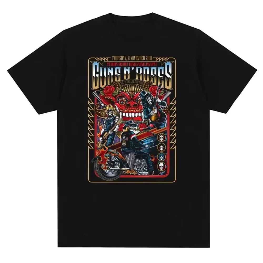 Футболка с графическим принтом Guns N Roses Винтажная Рок-группа Уличный стиль Короткий рукав Модная футболка с круглым вырезом Женская футболка Унисекс