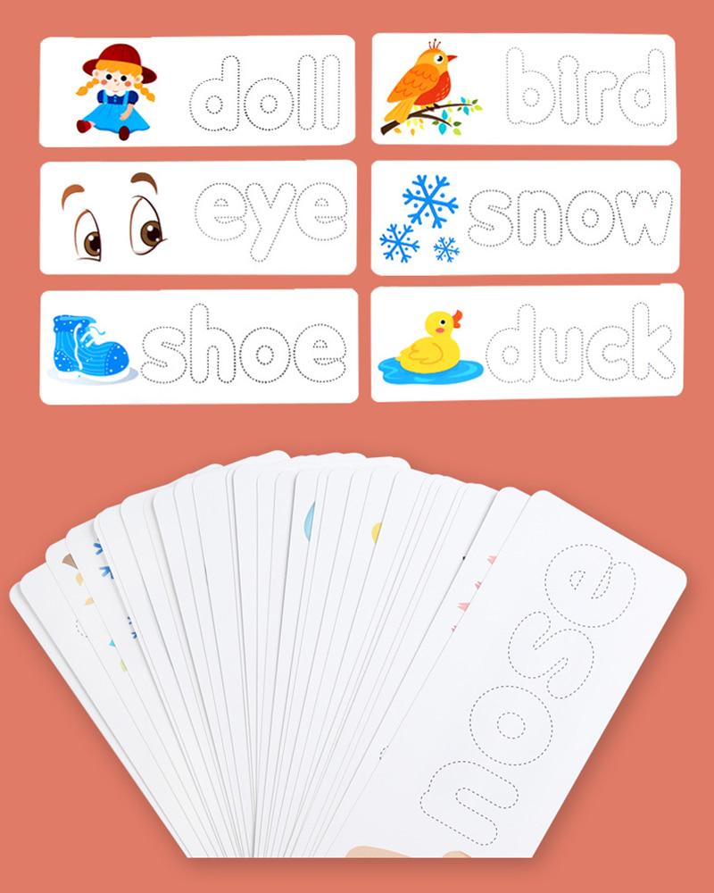 Wooden Alphabet Letter Learning Cards Word Spelling Practice Game Toy English Letters Spelling Card