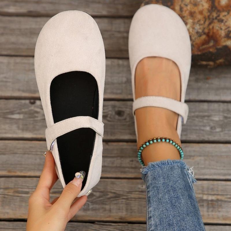 Spring and Autumn New Mary Jane Flats Retro Single Shoes One-word Buckle with Shallow Mouth Small Leather Shoes Women