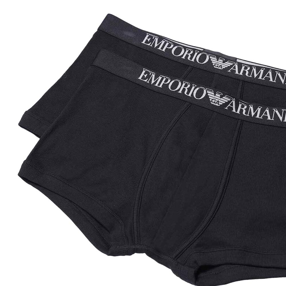 Emporio Armani Mens Cotton Ribbed Boxer Shorts (Pack of 2)