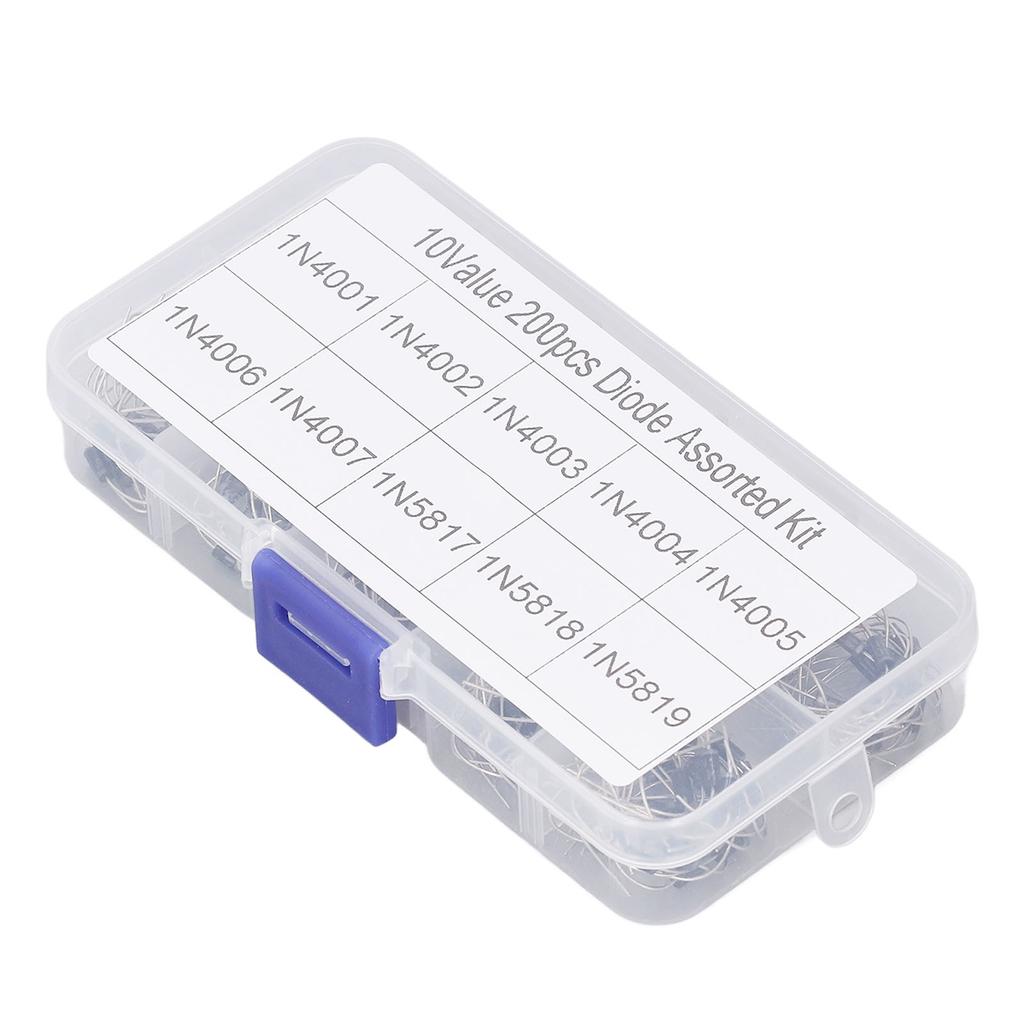 200 шт. Выпрямительные диоды 1N4001 - 1N4007 - 1N5819 Ассорти Набор для разработки продукции и обслуживания