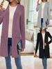 European & American Plus Size Women's Autumn/Winter Long Sleeve Loose Pocket Cardigan Knit Sweater Coat