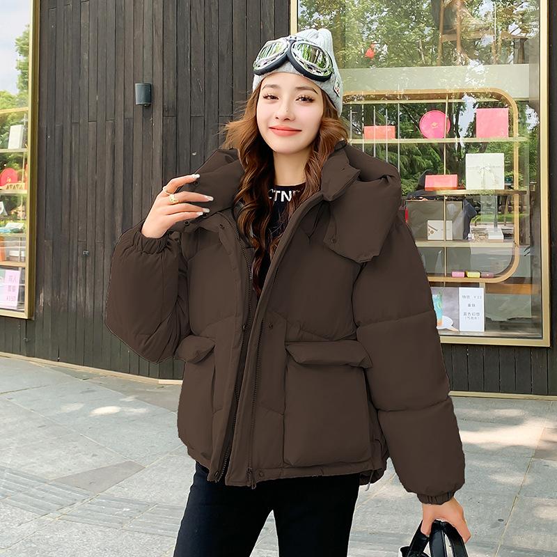 Down cotton-padded clothes for women's autumn and winter new student short loose casual big pocket cotton-padded clothes