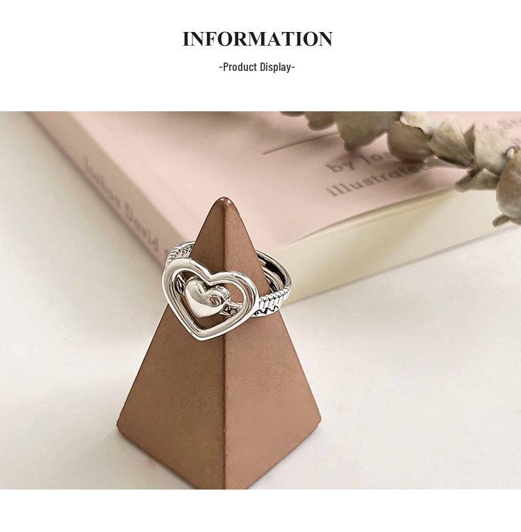 Yinruitai s925 Стерлинговое серебро Полое сердце Штабелируемые Корейский тренд Женские парные кольца