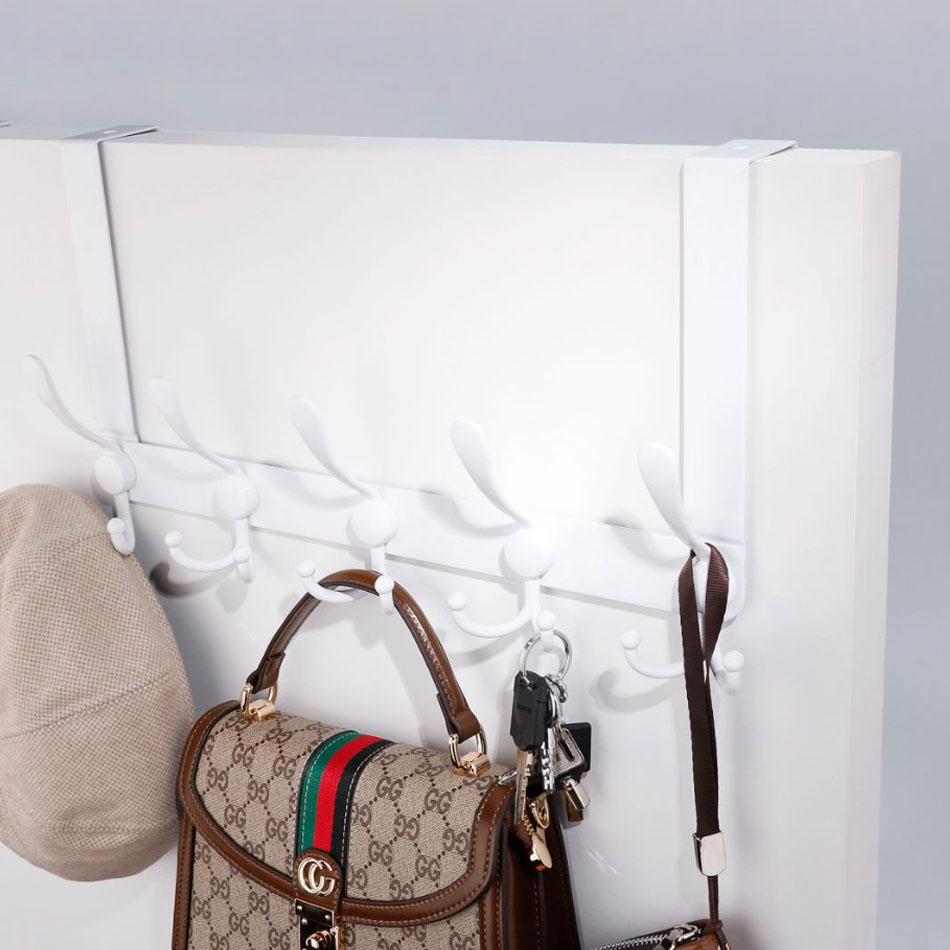 Дверной крючок из нержавеющей стали, белый, черный, настенный, для ванной комнаты, спальни, ключей, шляпы, пальто, одежды, полотенец, вешалка для хранения, 5 рядов крючков