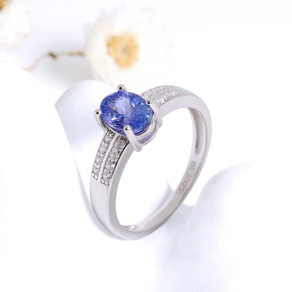 Редкое и драгоценное настоящее натуральное включение качественного синего танзанита серебряное кольцо простой и изысканный дизайн женского ювелирного украшения