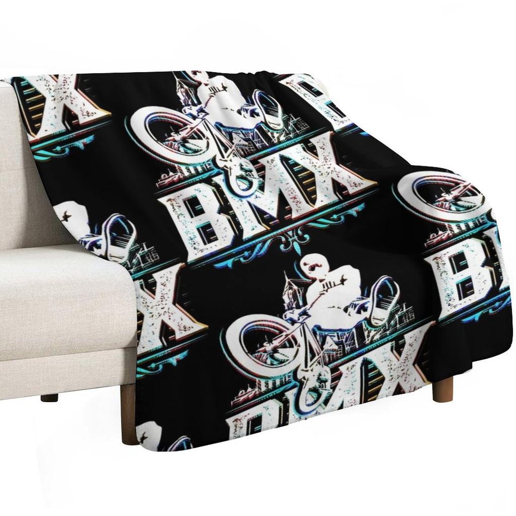 Retro Bmx Apparel Classic Vintage Bmx Jump Throw Blanket Soft Sherpa Fleece Warm Blanket for Winter