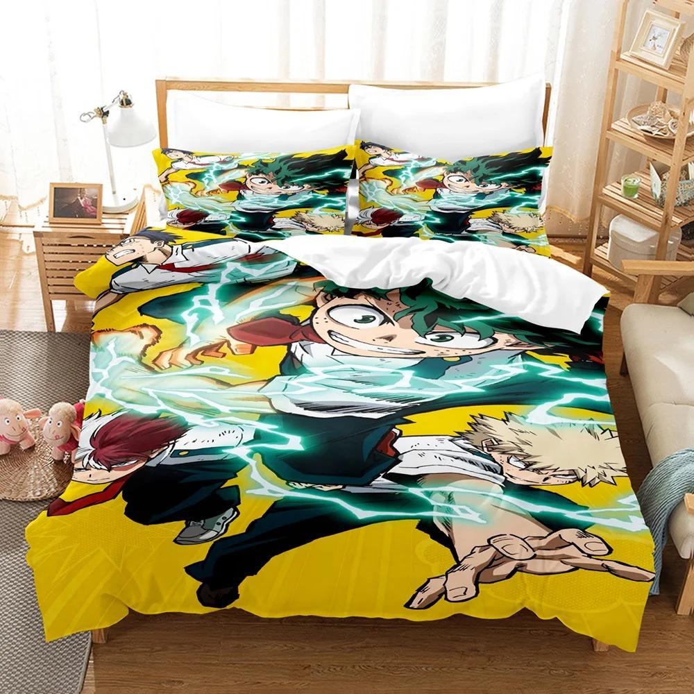 Комплект постельного белья My Hero Academia с рисунком японского аниме, удобный пододеяльник, односпальный, двуспальный, двуспальный, односпальный, полноразмерный пододеяльник, подростковое постельное белье