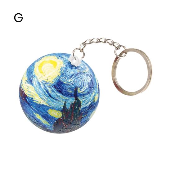3D Puzzle Oil Painting Keychain Earth Football Basketball Ball Ball Spherical Puzzle Key Ring Backpack Handbag Decoration
