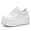 Fashion 8cm Trend Leather Women Synthetic Chunky Sneakers Spring Skateboarding Casual Platform Wedge Female Autumn Vulcanize Shoes