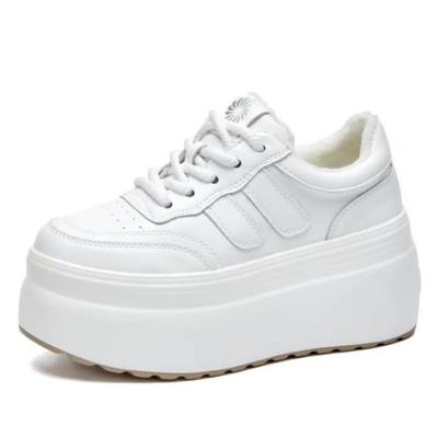 Модные 8см Тренд Кожа Женские Синтетические Массивные Кроссовки Весна Скейтбординг Повседневные Платформа Танкетка Женские Осенние Вулканизированные Туфли