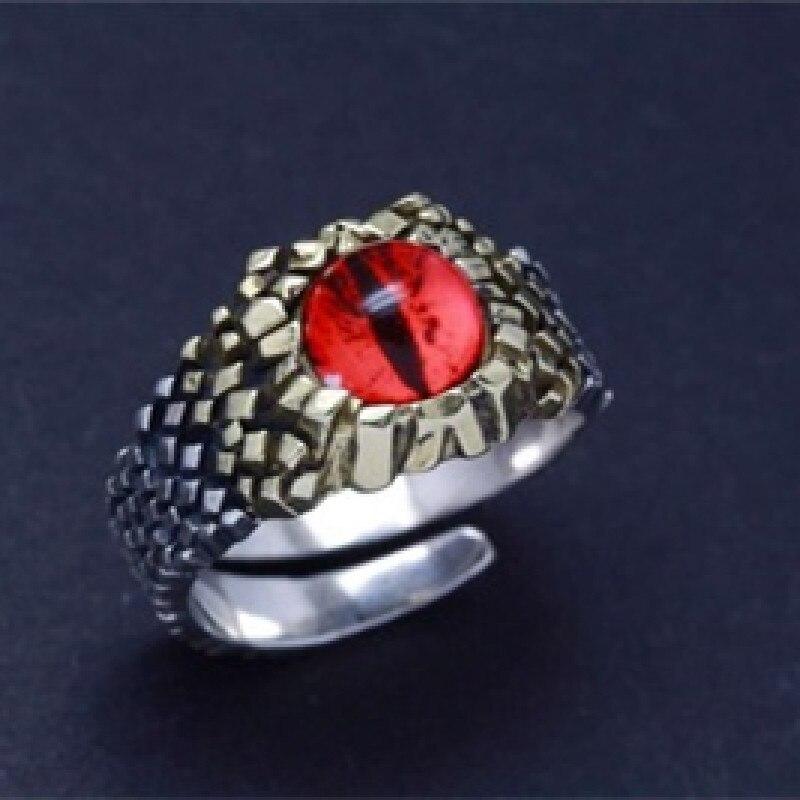 925 Silver Ring Python Eye Snake Eye Demon Eye Ring Opening Adjustable Ring Personality Retro Handmade Ring