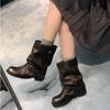 Женская обувь на один ботинок, Противоскользящая обувь, Стелька с увеличением высоты, На толстой подошве, Ботильоны на массивном каблуке