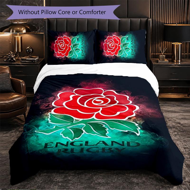England Rugby Pattern Microfiber 3Pcs Bedding Set Decor Duvet Cover Set For Bedroom Home Use