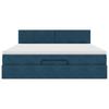 Ottoman Bed with Mattress & LEDs Dark Blue 160x200 cm Velvet