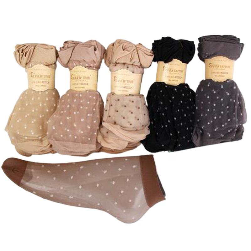 10 пар женских тонких эластичных носков, дышащие шелковые бесшовные носки черного, бежевого, кофейного цвета