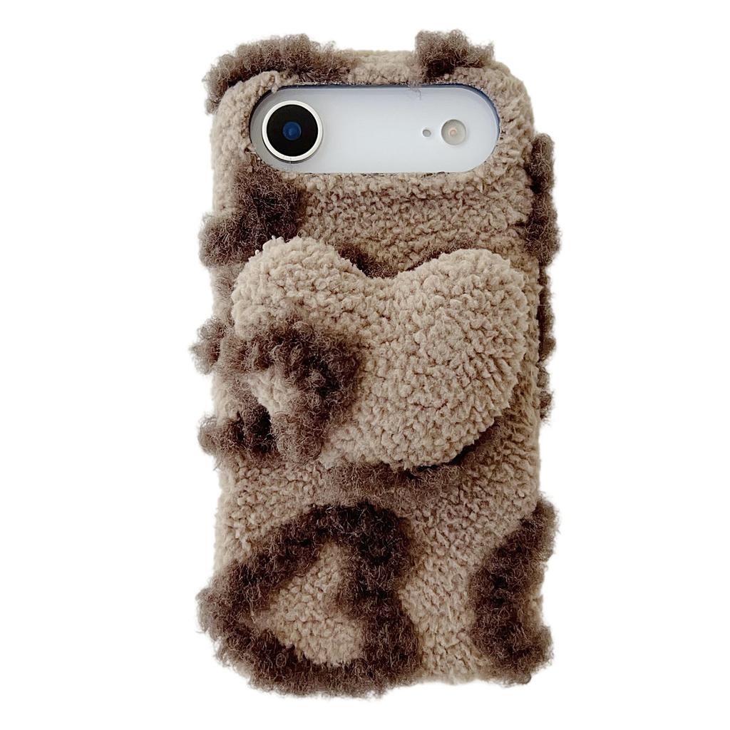 For iPhone Air Case 3D Heart Plush TPU Winter Warm Soft TPU Phone Cover