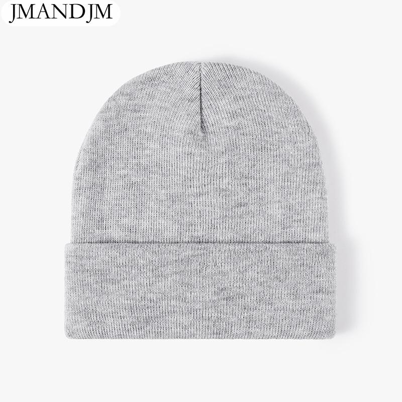 Available Autumn and Winter Warm Thickened Double Beanie Hat Simple Men's Women's Knitted Hat