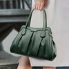 Women's Handbag Textured Leather Handbag Structured Pleated Tote with Dual Top Handles for Women