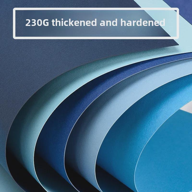 A4 Blue Card Paper Set (230g) - Dark Blue, Lake Blue, Haze Blue, Tibetan Blue, Sky Blue - Ideal for Kindergarten Crafts