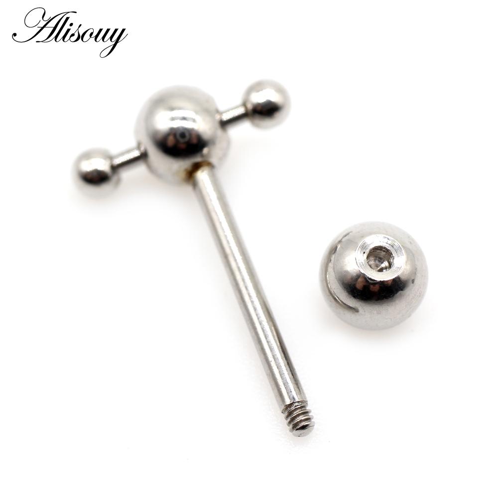 Alisouy 1 шт. скользящий конусный шар из нержавеющей стали штанга для пирсинга языка нить унисекс 14 г губные кольца для губ ювелирные изделия для тела