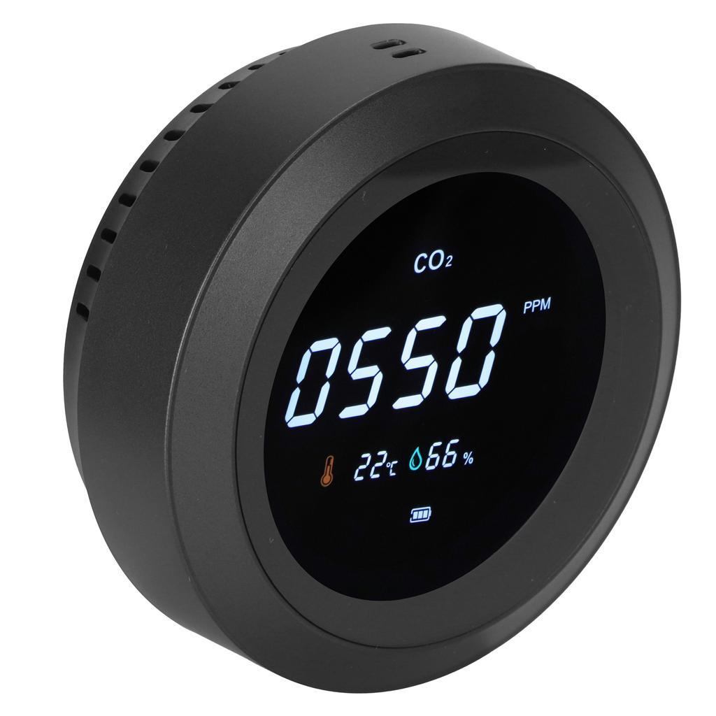 Многофункциональный портативный детектор качества воздуха CO2, монитор температуры и влажности, черный