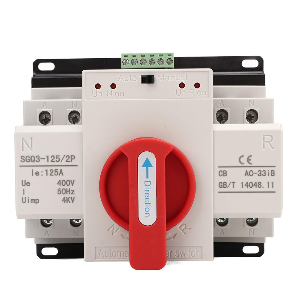 Двойной автоматический переключатель питания с красной ручкой 125A генераторный переключатель для промышленности 400 В