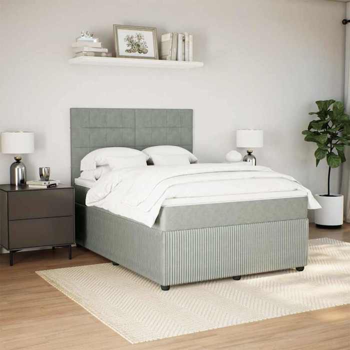 Maison Exclusive - Sommier à lattes de lit et matelas Gris clair 140x200cm Velours
