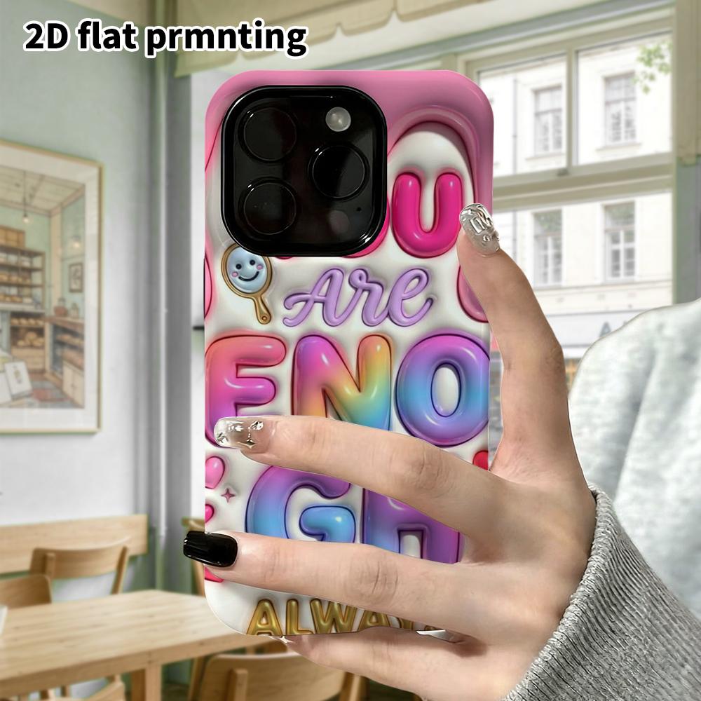 Чехол для телефона: 2D плоский дизайн, подходящий для iPhone 18, 17, 16, 15, 14, 13 Pro, защитный чехол-пленка, стиль для пары, объемные пузырчатые буквы, Рождество и Хэллоуин