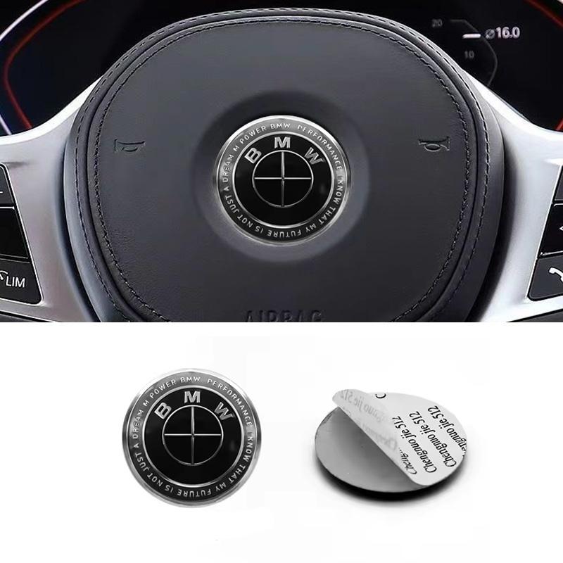 BBJX7 1Pcs 45mm 47mm Car Steering Wheel Decoration Badge Sticker Logo Accessories For BMW E46 E90 E60 F30 F10 E39 E36 E87 F20 E90 E70