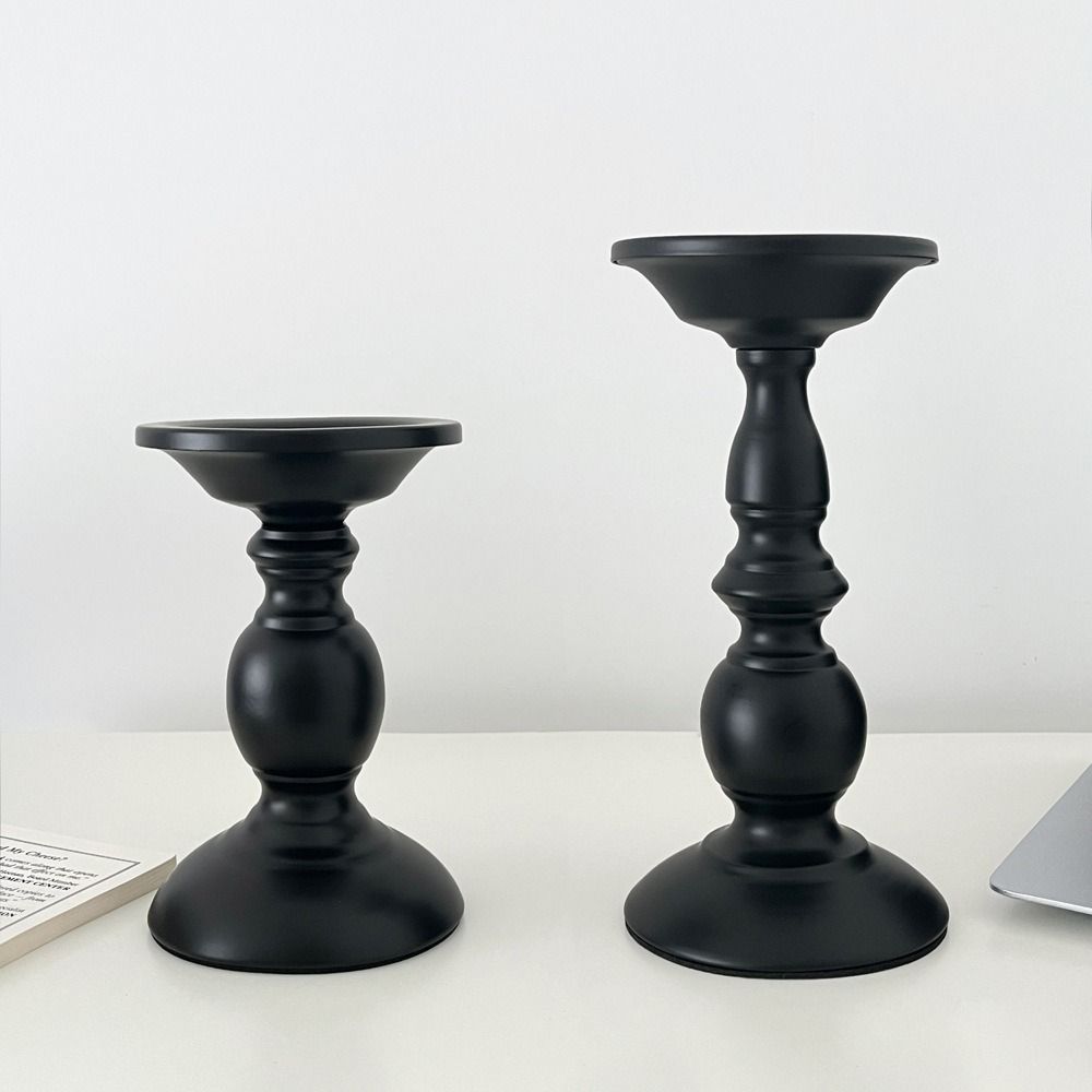 Black Vintage Candlestick Retro Candle Stand Candle Containers Candle Cup Banquet Dinning Table