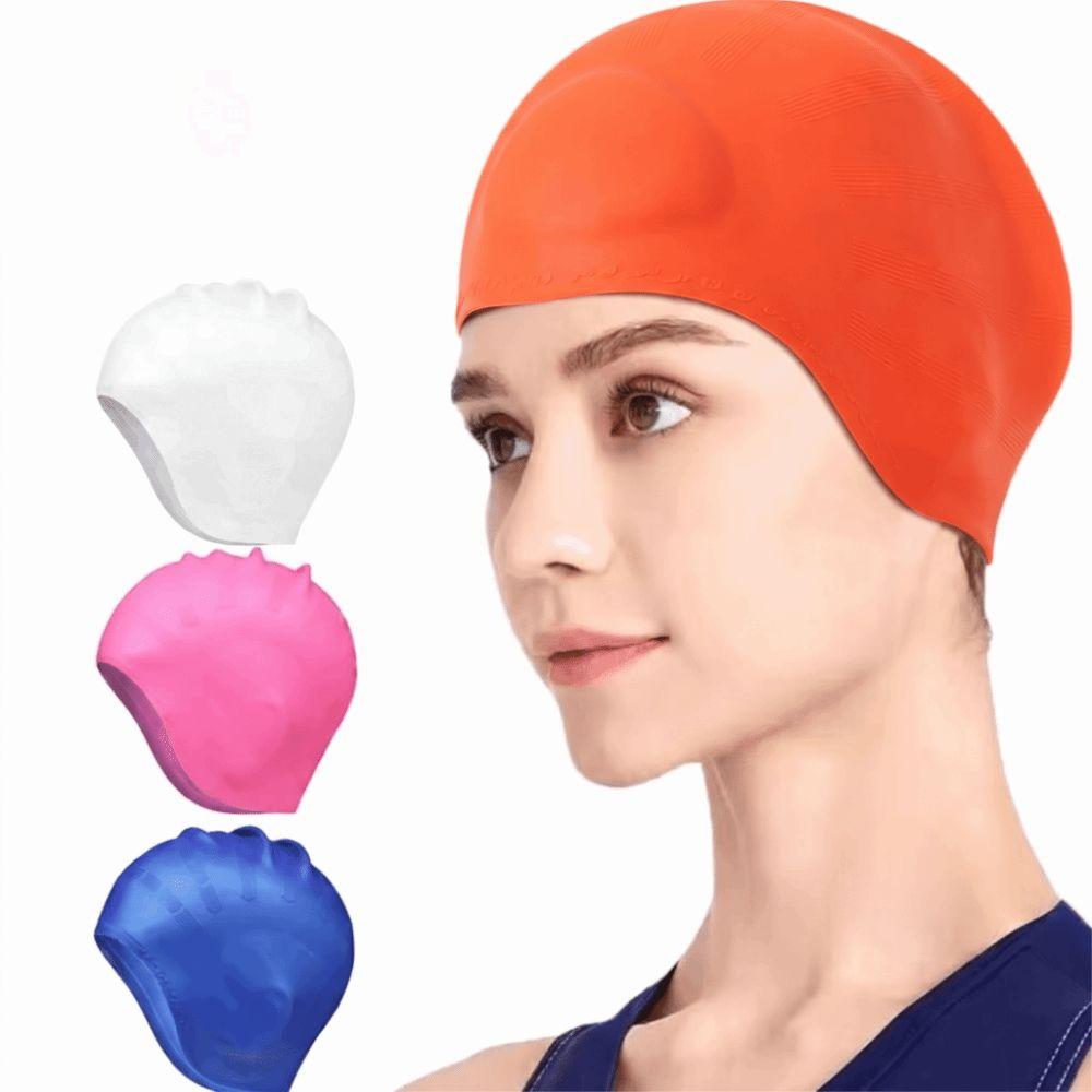 Ear Pockets Silicone Swim Cap High Elasticity Swim Hat Pool Cap Swimming Cap Boys