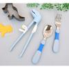 Dino Infant Practice Chopsticks + Spoon + Fork + Silicone Case Set, Chopsticks (blue Dinosaur), 1 Set