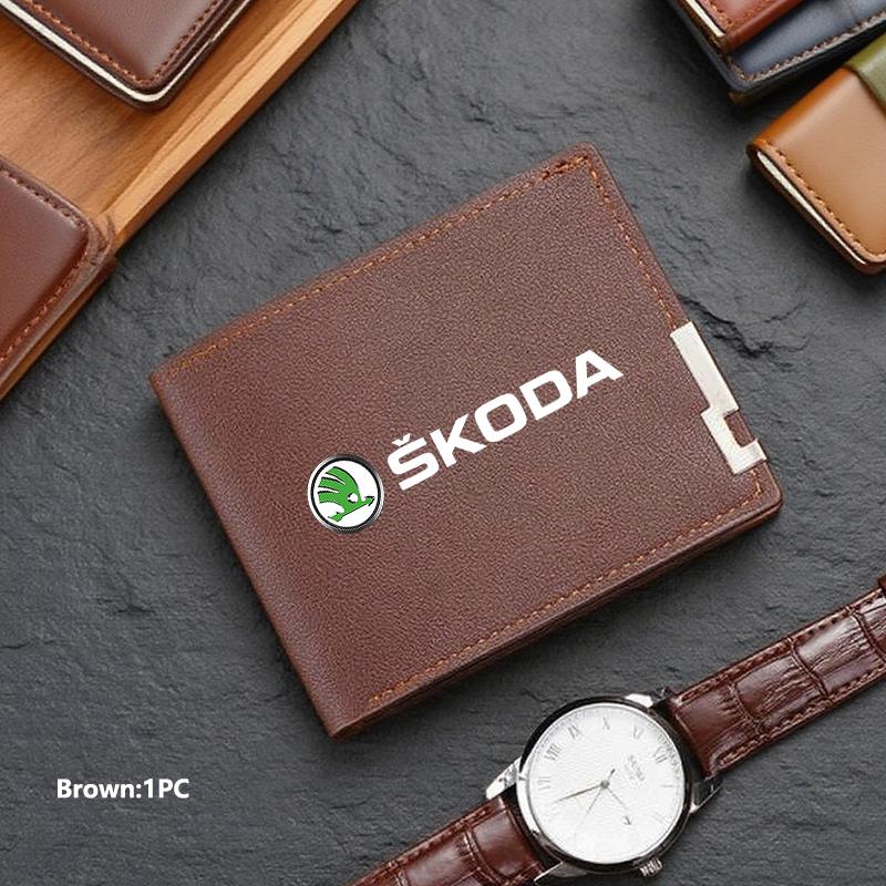 TTJJ2 Men Wallet ID Credit Card Holder License Bag Gift Accessories For Skoda S Kodiaq Octavia 2 3 Yeti Karoq Rapid Fabia VII VRS