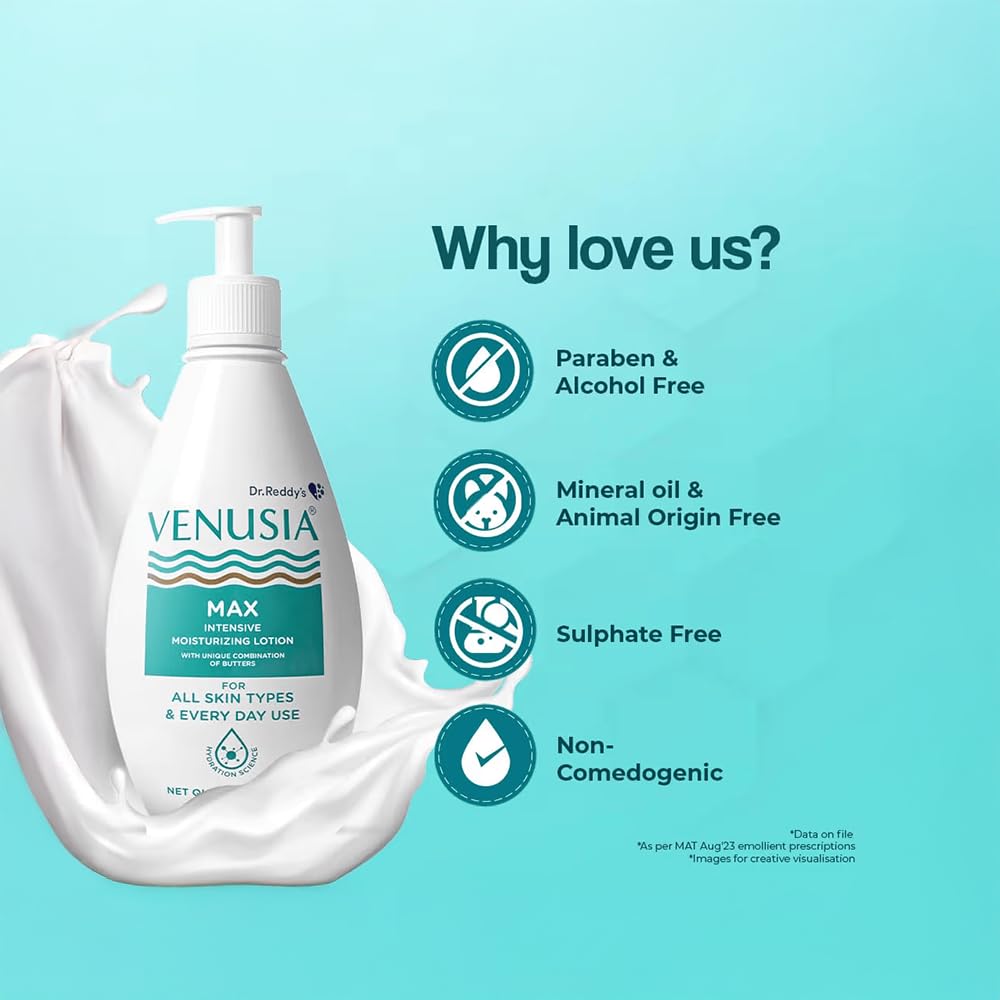 Dr. Reddy's Venusia Max Intensive Moisturizing Lotion 300 G Pack For Normal To Very Dry Skin