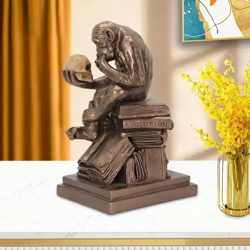 Творческий череп обезьяны Дарвина скульптура из смолы кабинет кабинет вход гостиная офис рабочий стол декор дома исторические ремесла подарок