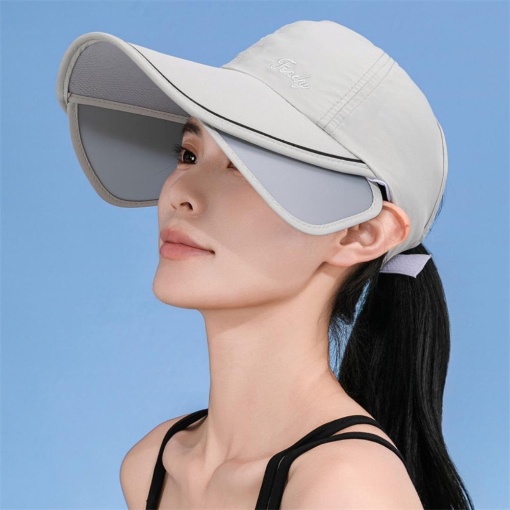 Quick Dry Retractable Sun Hat Wide Brim Sunscreen Hat Ponytail Hat Sunscreen Baseball Hat Beach