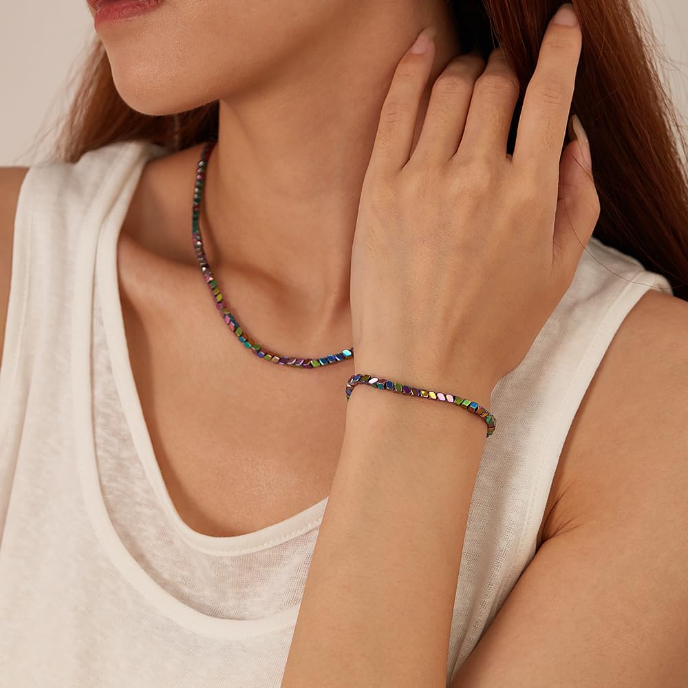 Ожерелье Красочные Гематитовые Бусины Простой Стильный Регулируемый Подарок для Женщин [Deelfel] Женский