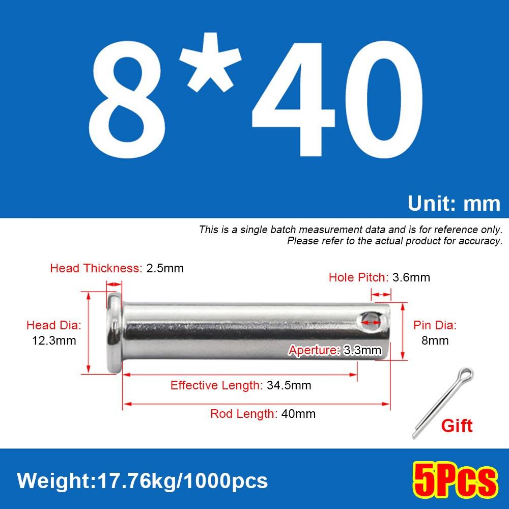 5Pcs/Set Cylindrical Positioning Pin Flat Head Plug Pin Set Durable Pin Shaft Cotter