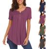 Women's Short Sleeve Tunic Loose Tops Casual Plus Size Tops Pleated Tunic Button Casual Summer T Tops For Women