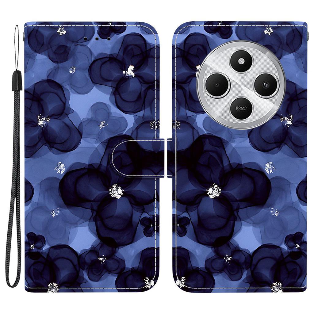 Чехол-кошелек для Xiaomi Poco C75 4G/Redmi 14R 5G/14C 4G с принтом, кожаная подставка, чехол для телефона со шнурком