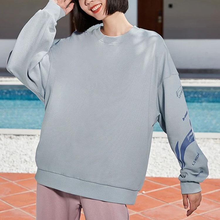 Li-Ning Свободный свитер с принтом логотипа Color Block, толстовка унисекс, серый AWDRD38-5