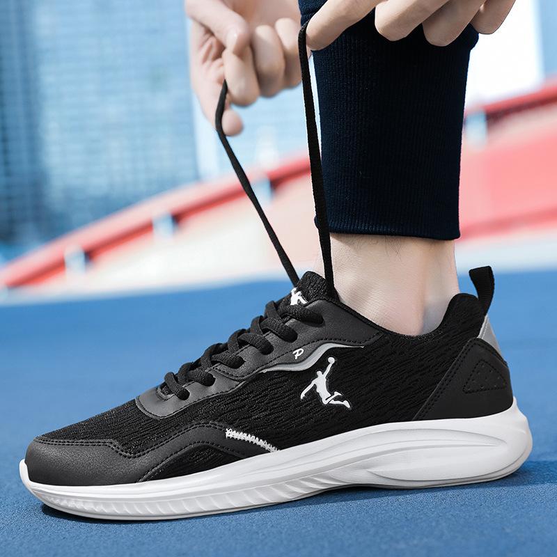 Популярные мужские кроссовки, летние черные сетчатые дышащие кроссовки, мужские повседневные амортизирующие спортивные кроссовки, износостойкие кроссовки