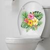 Тропические листья Цветочная наклейка на унитаз Съемная самоклеящаяся водонепроницаемая ПВХ Гостиная Ванная комната Настенное искусство Цветочная крышка унитаза Украшение Наклейка
