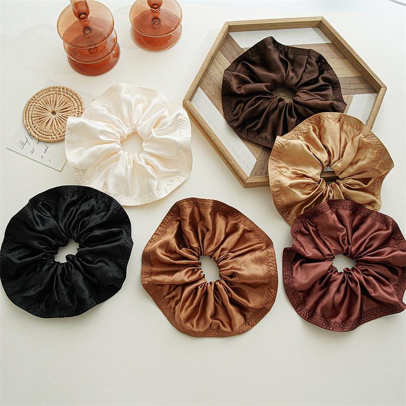 Oversized Solid Color Scrunchies Korean Satin Large Elastic Hairbands Hair Rings Rubber Band For Women Ponytail Hair Accessories