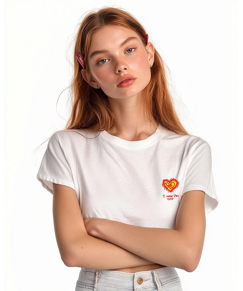 ONEHUNDREDPERCENT FOR WOMAN Ohpxharmonia Heart Fluttering Woman Crop Short Sleeve Tee P