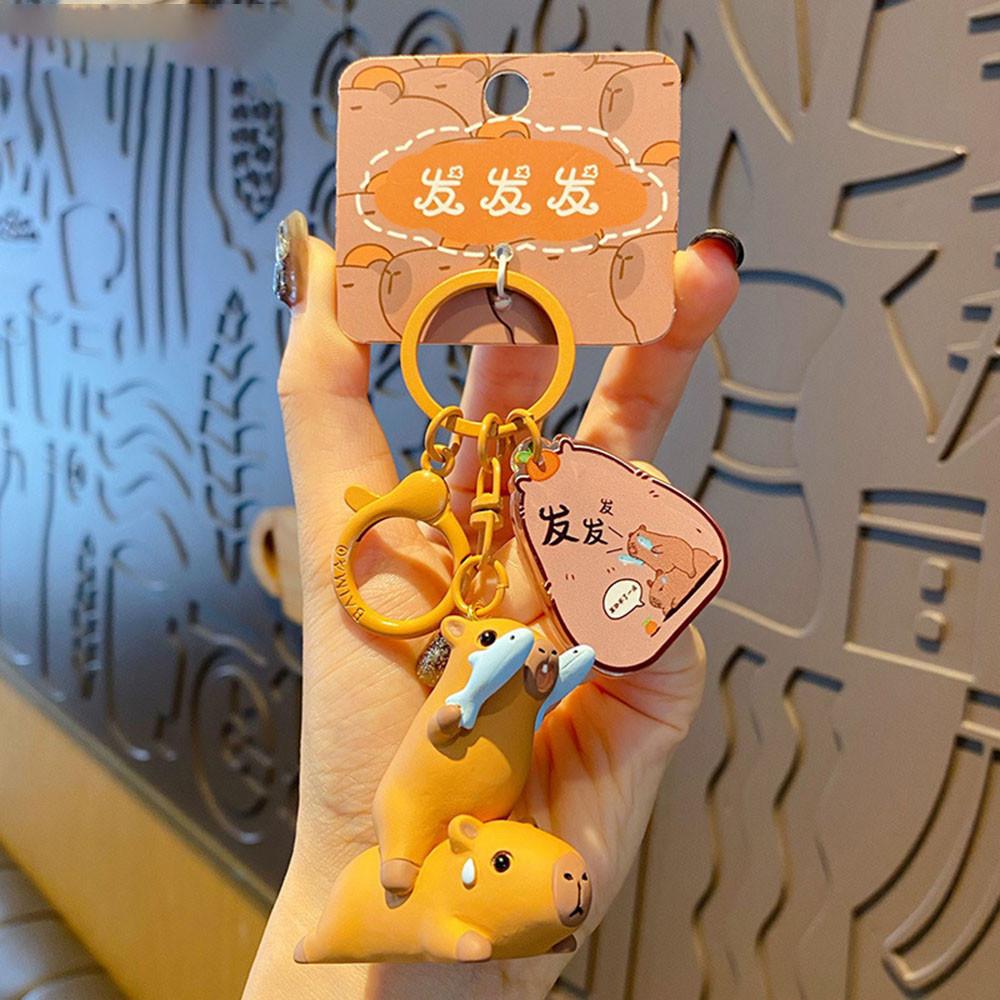 Cute Capybara Keychain Resin Doll Keyring Hanging Backpack Pendant Gifts