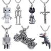 Ожерелье с крестом Иисуса, подвеска в виде робота-динозавра, модное очарование, винт с китом, мужской мотоцикл, свитер с медведем, цепочка, ювелирные изделия для мужчин, подарки