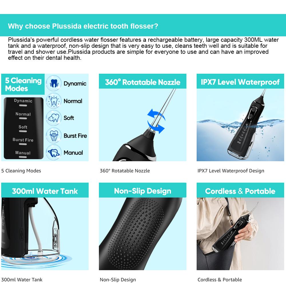НОВЫЙ ирригатор для полости рта, скалер для зубов, 5-скоростная регулировка, ирригатор, портативный стоматологический ирригатор, 300 мл, водонепроницаемый очиститель зубов IPX7